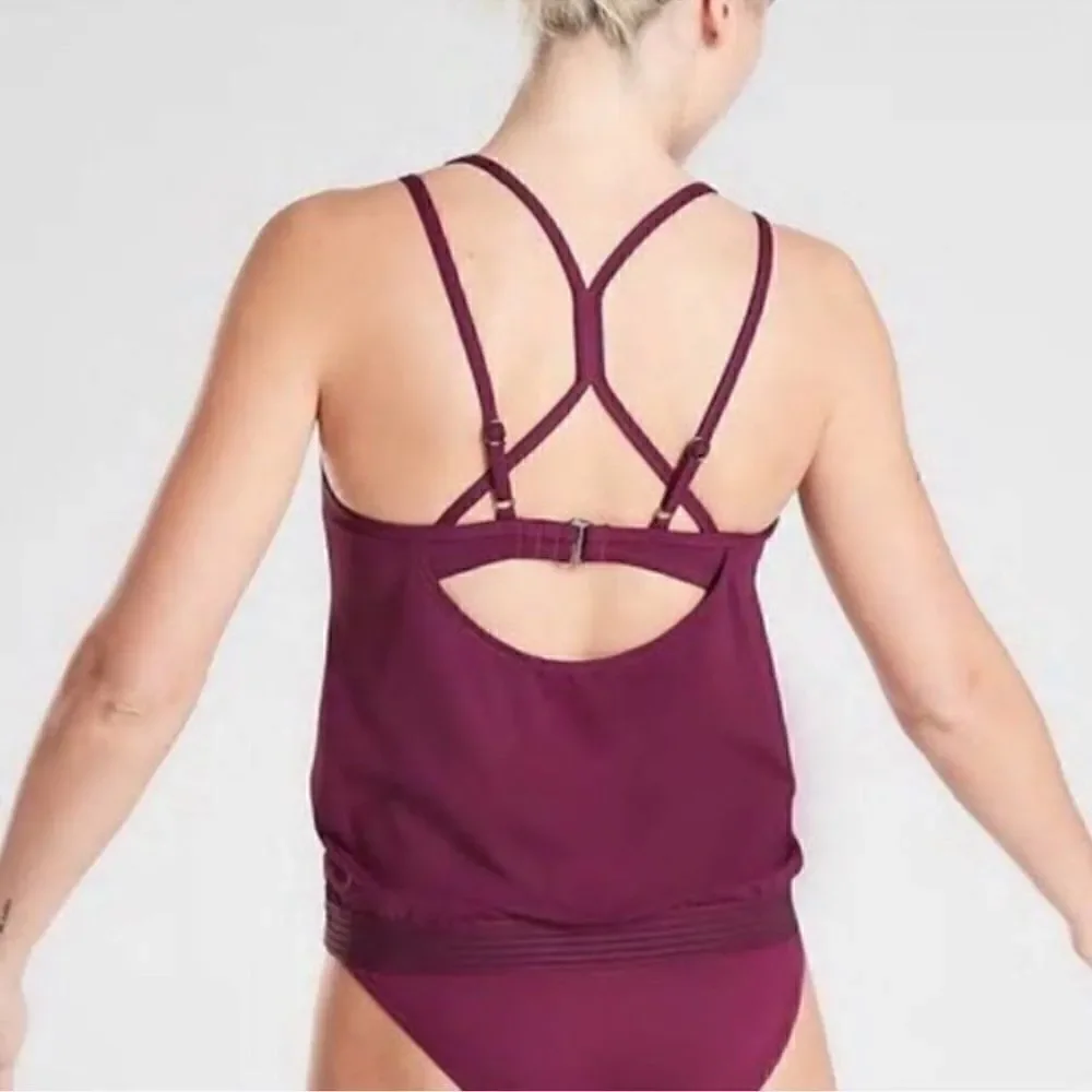 ATHLETA Plum Purple Cross Back Blousy Bra Size Tankini Top size small